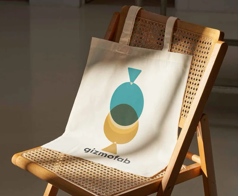 Gizmofab tote bag hanging on a chair